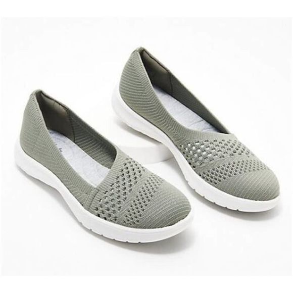 Clarks Cloudsteppers Adella Moon WOMENS Knit Slip-Ons SHOES-SNEAKERS  Olive - Picture 1 of 4